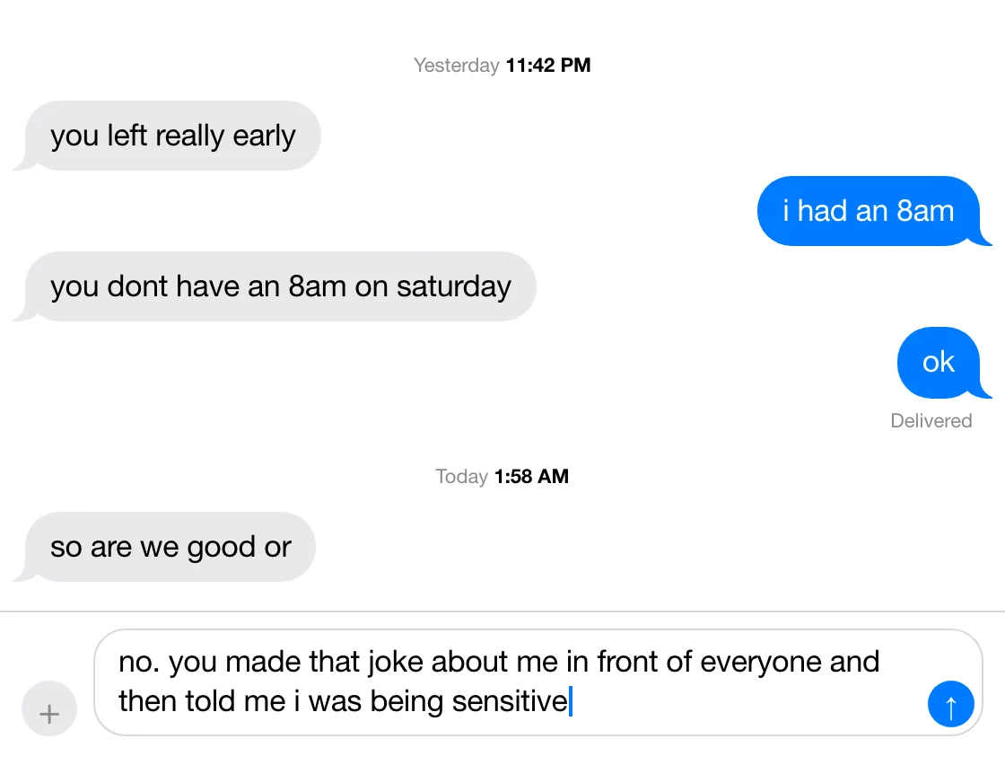 the same thread with a long reply typed